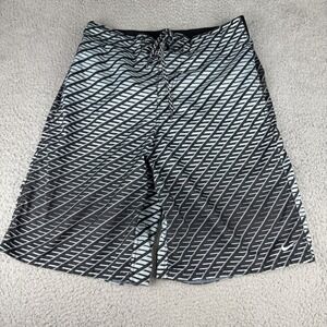 Nike Board Shorts Mens Medium Elastic Waist Drawstring Pocket Blue Black Y2k Vtg